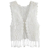 crochet vest cardigan - white