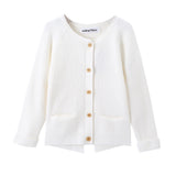 Toddler Girl Buttons Down Cardigan - white